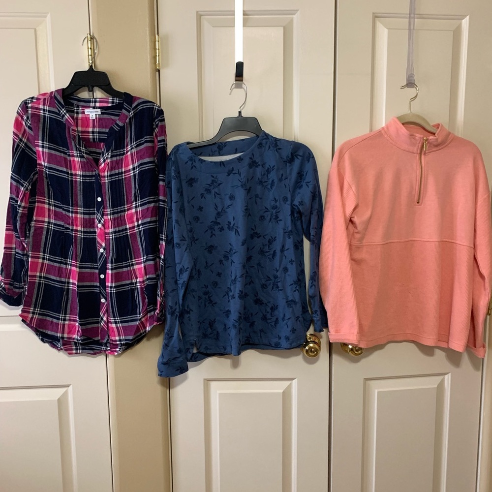 Lot Of 3 Croft & Barrow Long Sleeve Tops Size M